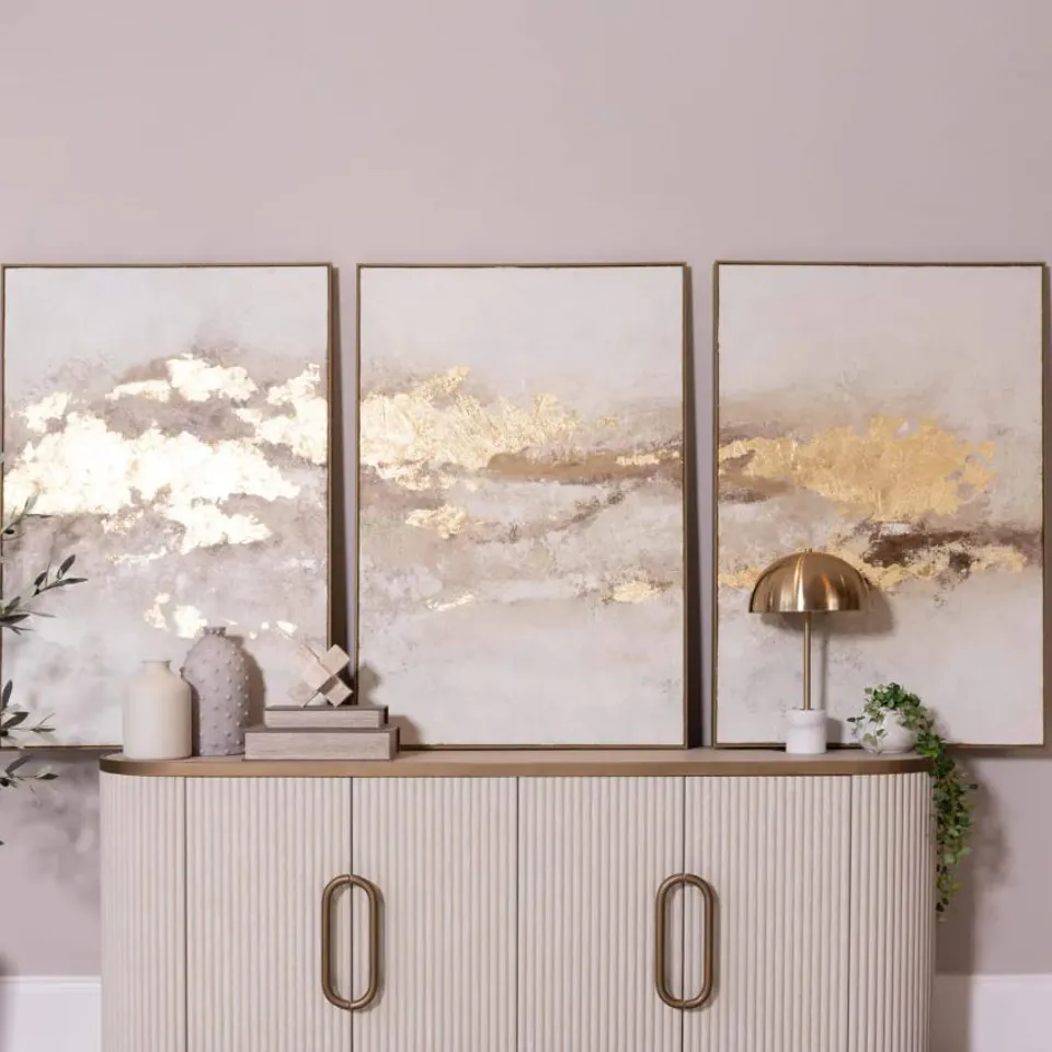 BOXED SALENTO SERENITY 3 PIECE CANVAS TEXTURED PAINTINGS RRP £399
