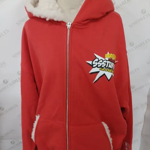 BERSSSHKA ZIP UP HOODIE IN RED SIZE LARGE