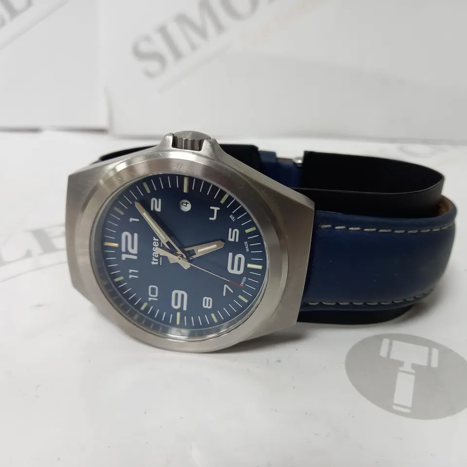 TRASER SWISS WATCHES, BLUE FACE WATCH WITH STRAP