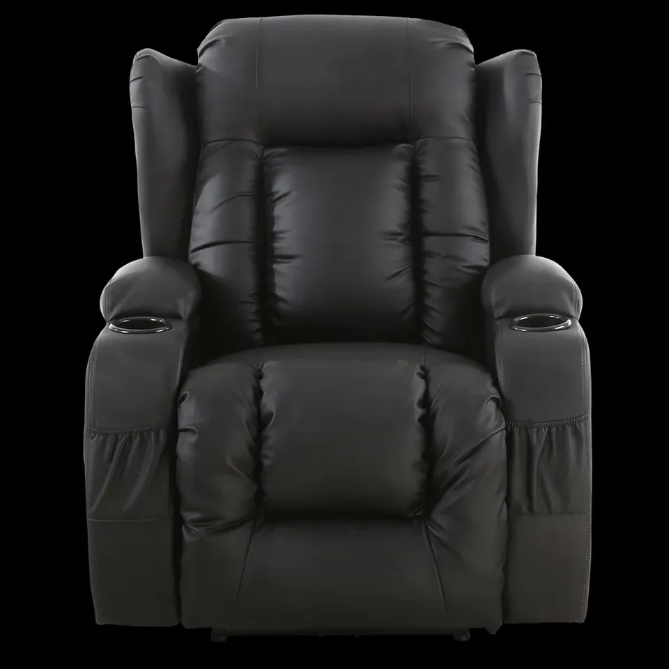 BOXED CAESAR BLACK FAUX LEATHER MANUAL RECLINING EASY CHAIR (2 BOXES) RRP £399.99