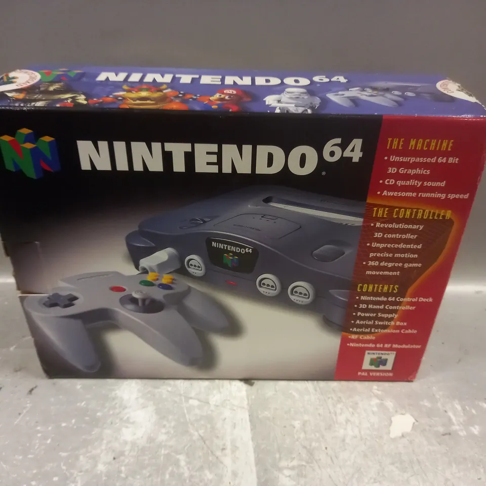 BOXED NINTENDO 64 NUS-001 GAMES CONSOLE WITH BOOKLET