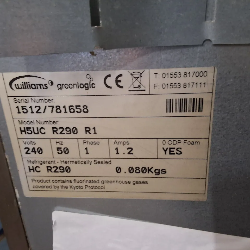 WILLIAMS H5UC R290 R1 UNDERCOUNTER COMMERCIAL FRIDGE