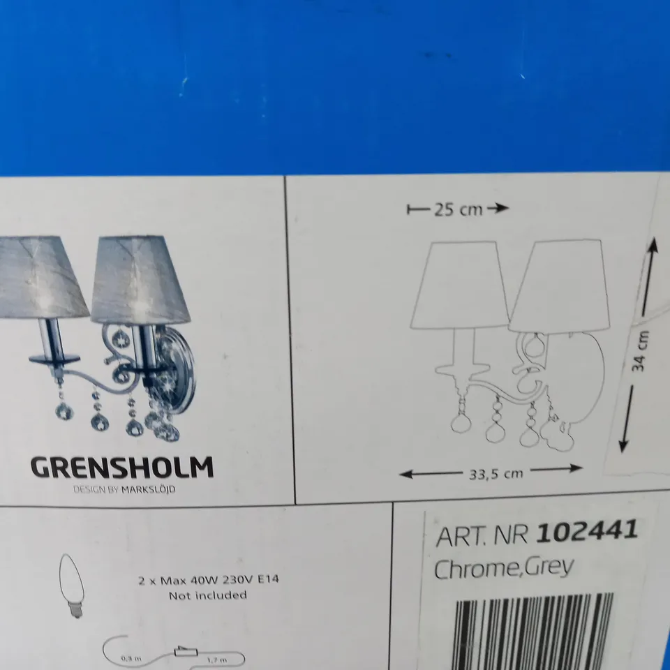 BOXED MARKSLOJD GRENSHOLM 2-LIGHT CANDLE WALL LIGHT
