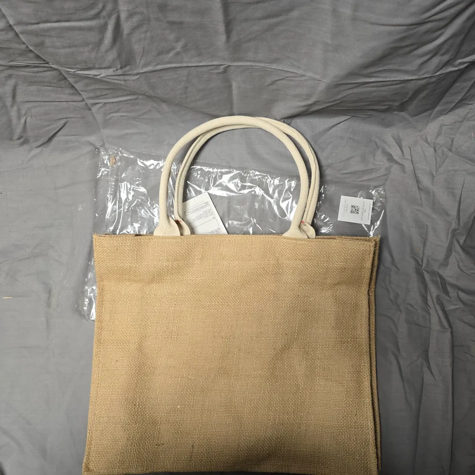 APROXIMATELY 10 PCS OCEAN HOME TEXTILE HESSIAN TOTE BAG WITH LIVE SIMPLY PRINT