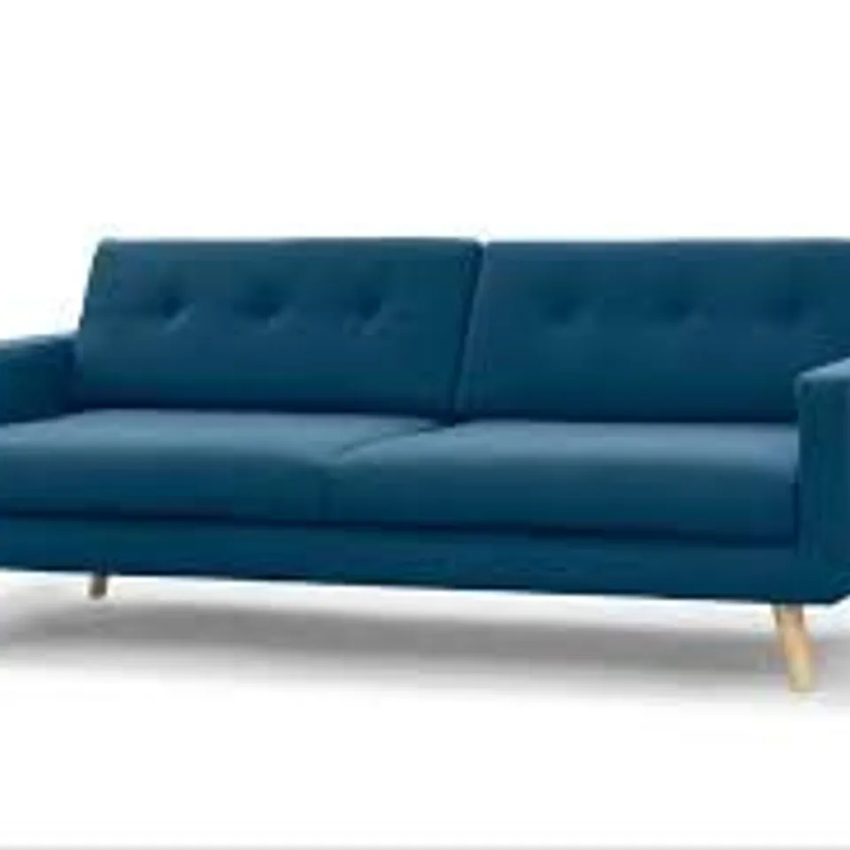 BRAND NEW BOXED OLAV NORDIC BLUE THREE SEATER SOFA (1 BOX)