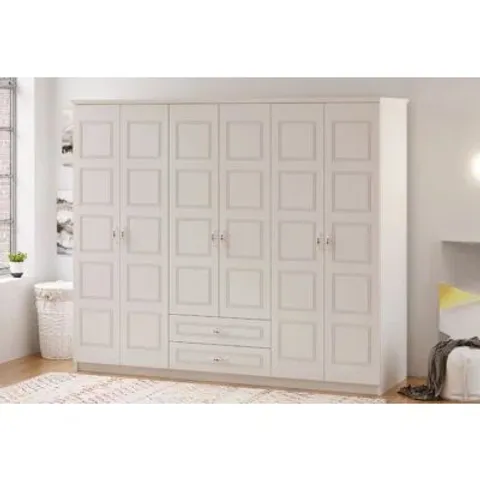 BOXED ANAMIA 6 DOOR MANUFACTERED WOOD WARDROBE (6 BOXES)