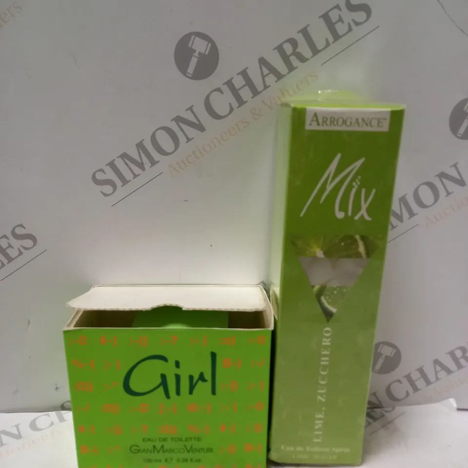 BOX OF APPROX 24 ASSORTED ITEMS TO INCLUDE - GIRL EAU DE TOILETTE GIAN MARCO VENTURI - ARROGANCE MIX LIME ZUCCHERO EAU DE TOILETTE SPRAY ECT