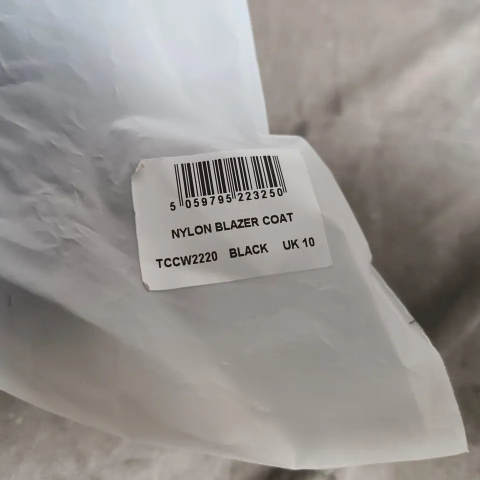THE COUTURE CLUB NYLON BLAZER COAT – BLACK, UK 10