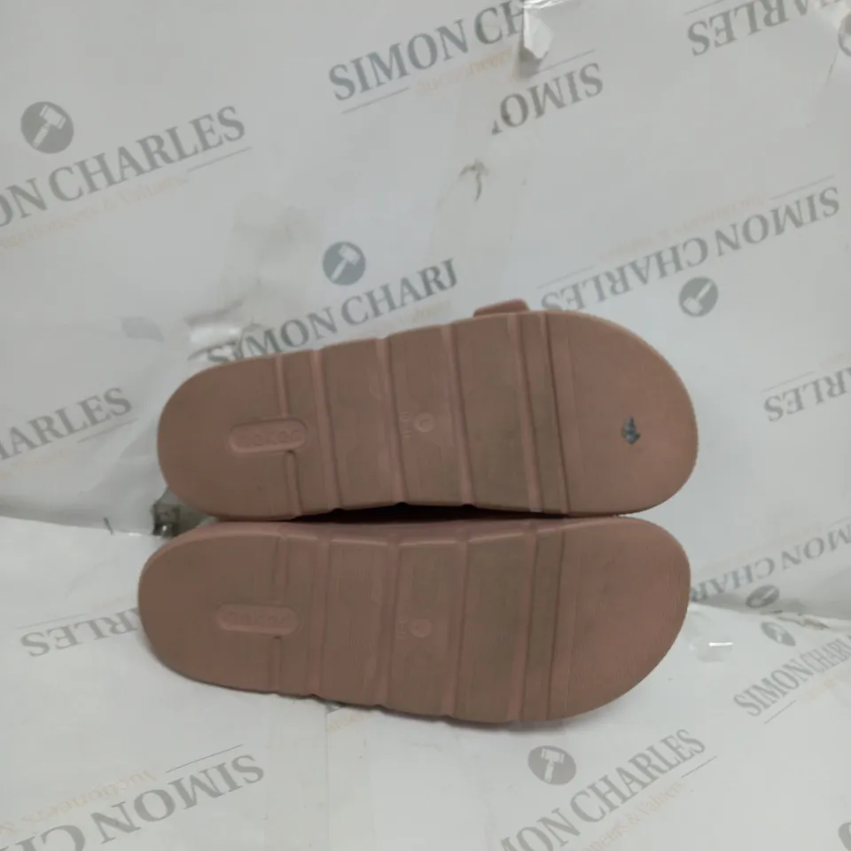 BOXED PAIR OF RIEKER DOUBLE STRAP SANDALS IN PINK SIZE 5