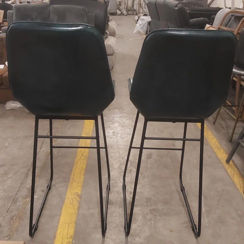 PAIR OF DESIGNER BROOKLYN LEATHER BAR CHAIRS