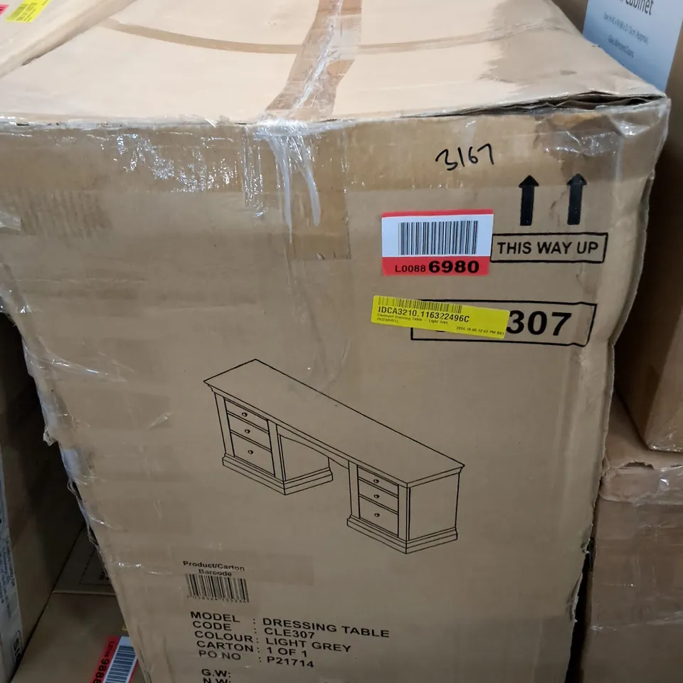 BOXED CLERMONT DRESSING TABLE IN LIGHT GREY
