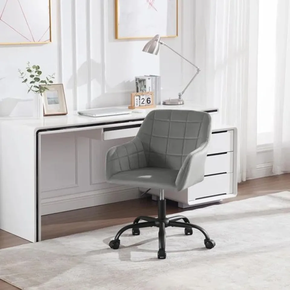 BOXED SWIVEL DESK CHAIR, DRESSING TABLE CHAIR WITH CASTERS