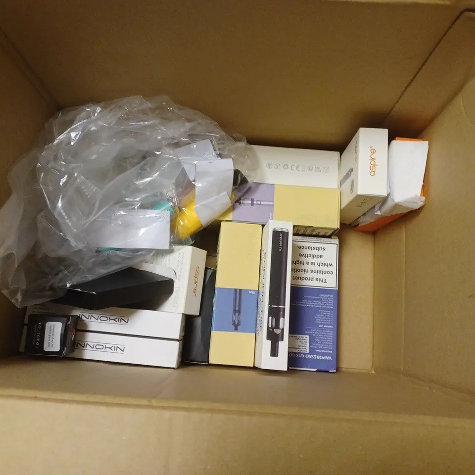 box of approximately 35 assorted e-cigarettes