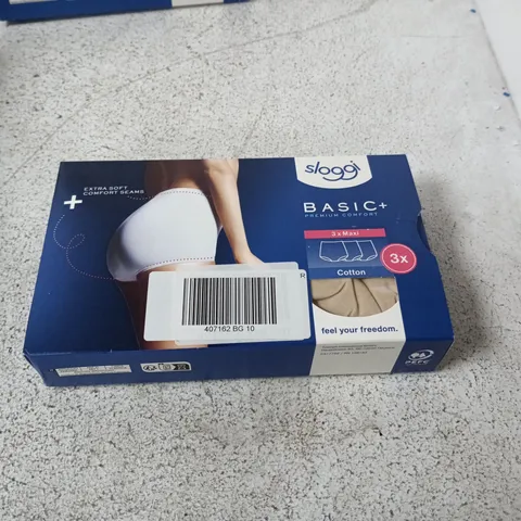 APPROXIMATELY 12 X SLOGGI BASIC+ MAXI COTTON KNICKERS – PACK OF 3 (WOMEN) – BOXED - SIZES 10/12