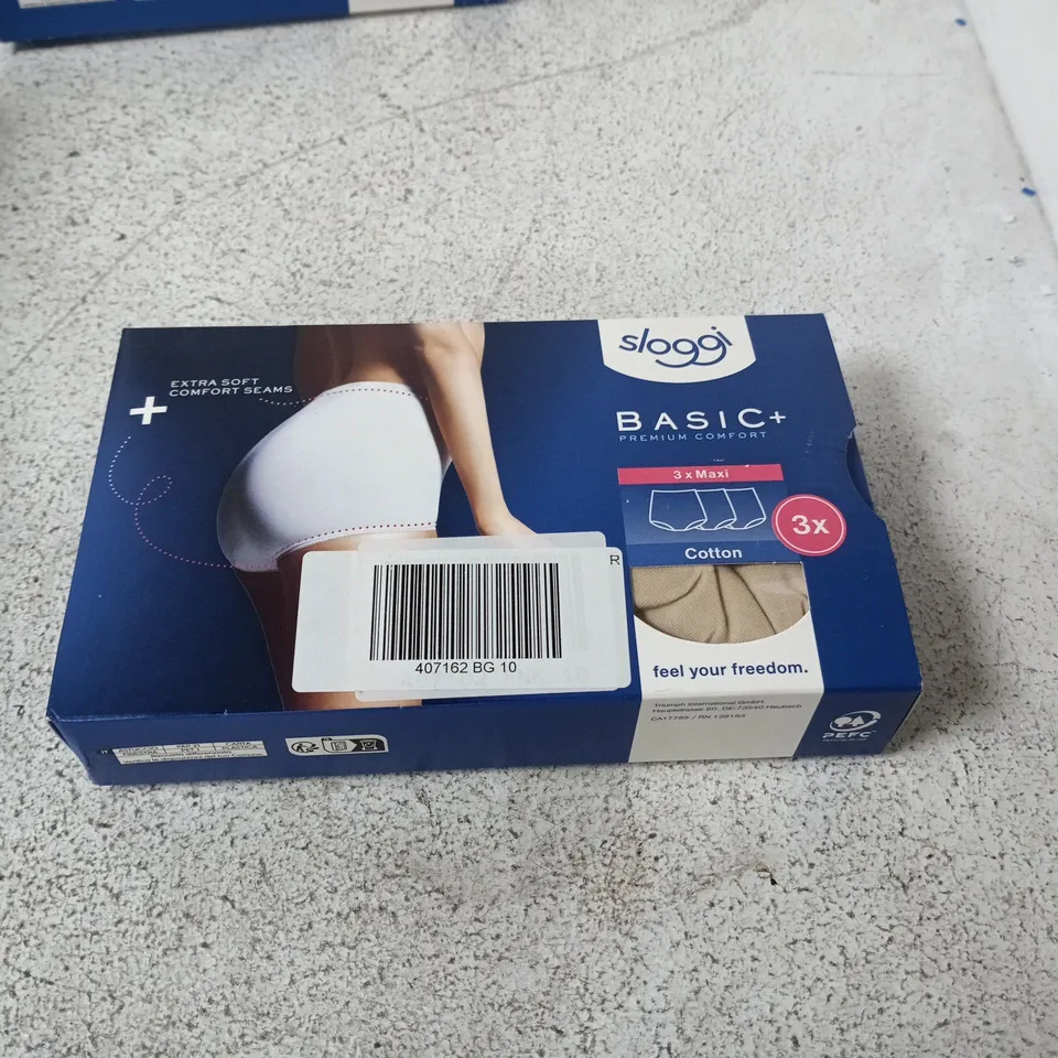 APPROXIMATELY 12 X SLOGGI BASIC+ MAXI COTTON KNICKERS – PACK OF 3 (WOMEN) – BOXED - SIZES 10/12