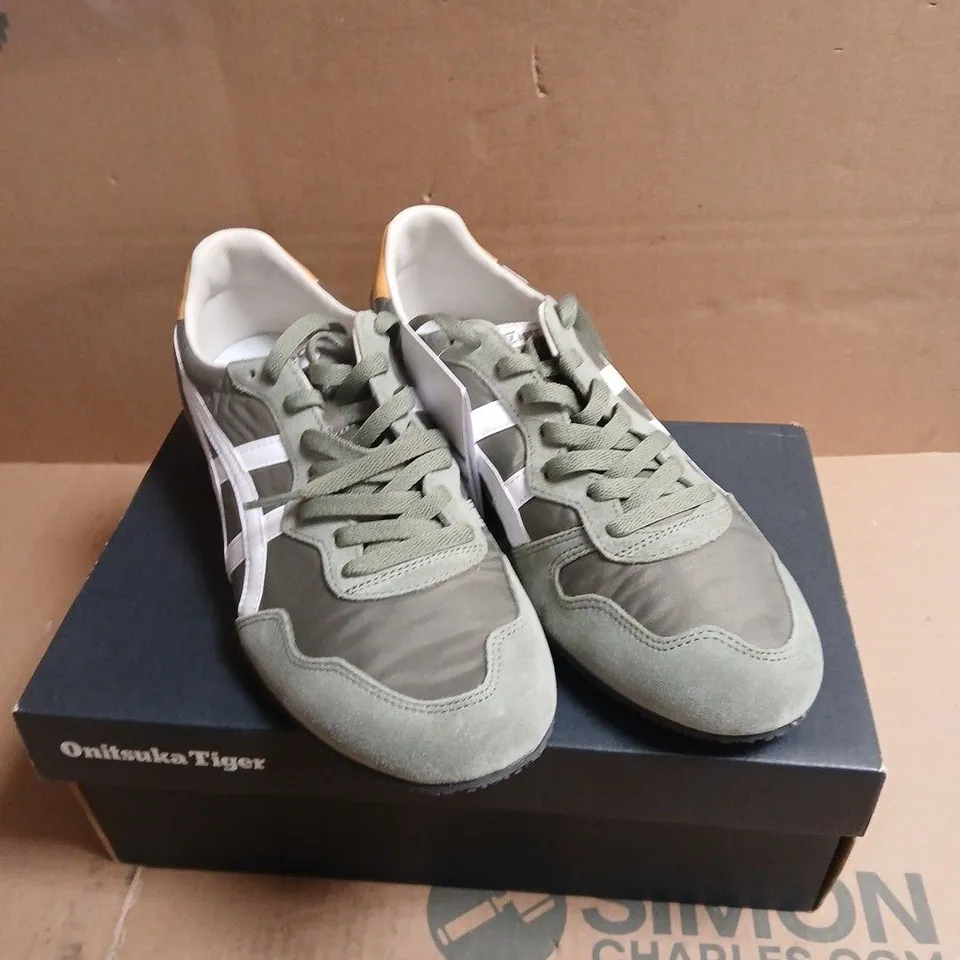 ONITSUKA TIGER SERANNO BURNT OLIVE/WHITE TRAINER BOXED SIZE 8