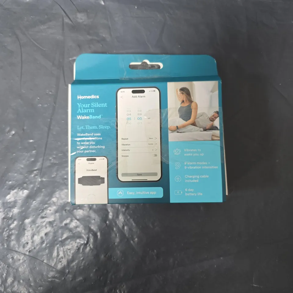 HOMEDICS WAKEBAND SILENT ALARM WRISTBAND - BLACK - BOX DAMAGED 