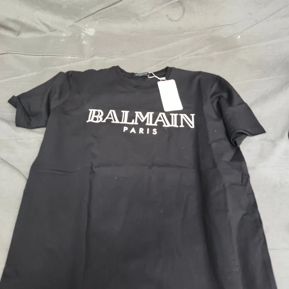 BALMAIN PARIS BLACK T-SHIRT - SIZE S 