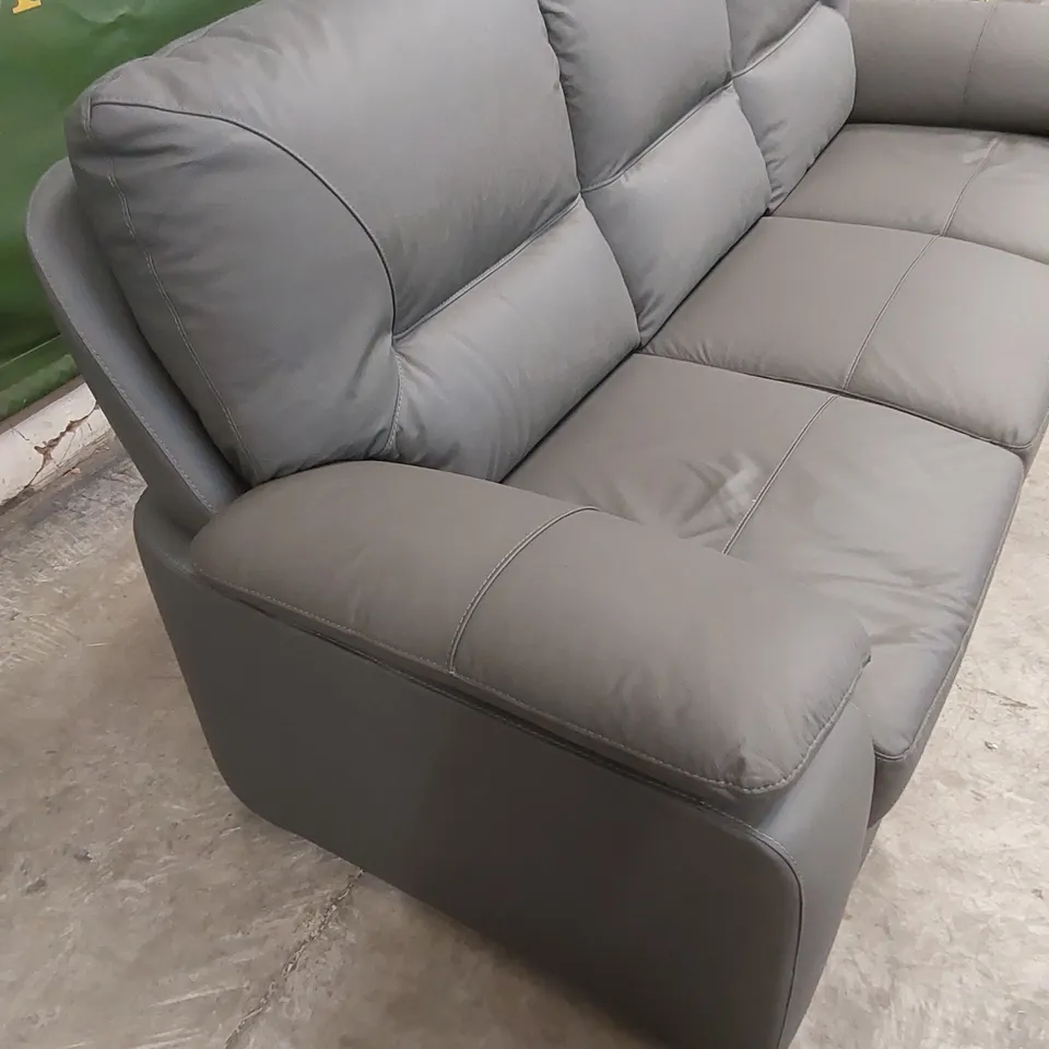 NAFISSA 3 SEATER GENIUNE GREY LEATHER SOFA 