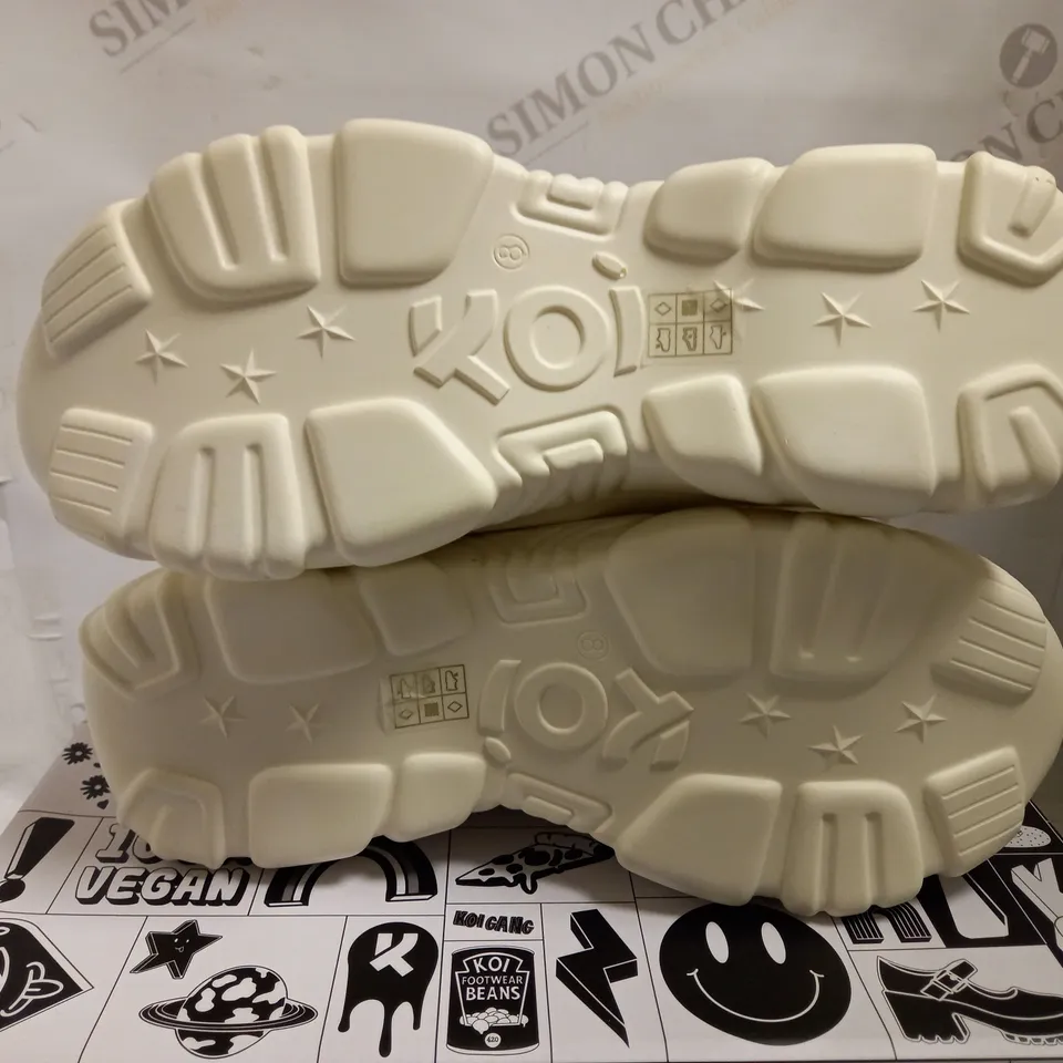 KOI VEGAN JINX WHITE MYSTIC CHARM TRAINERS - SIZE 8