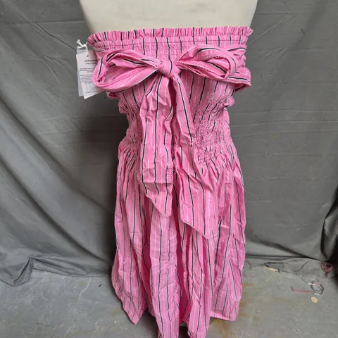 DAMSON MADDER MIA MIDI DRESS IN PINK BUSINESS STRIPE SIZE 10