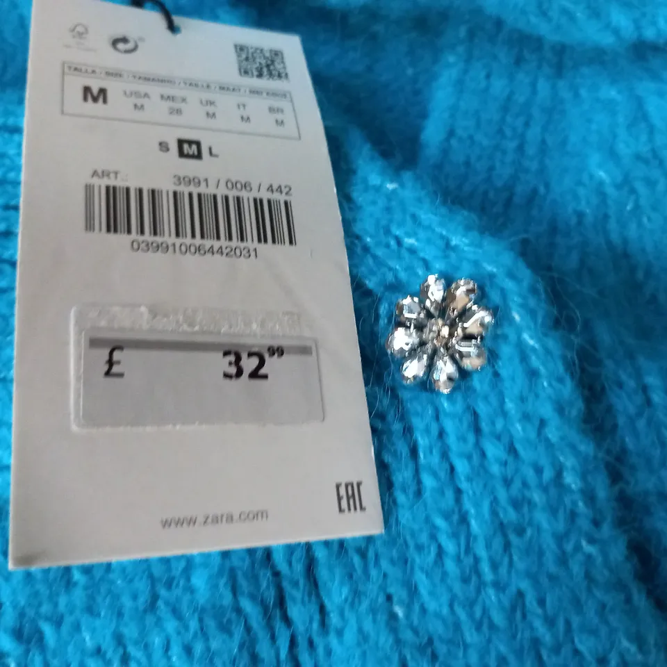 ZARA BLUE BUTTON FRONT CARDIGAN - EUR M