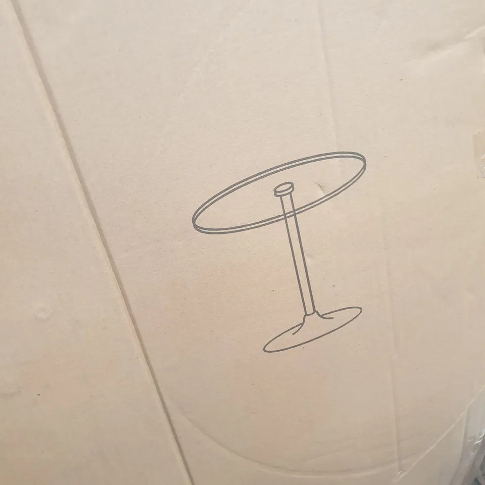 BOXED DESIGNER GALAXY CIRCULAR TABLE BRUSHED STEEL GREY