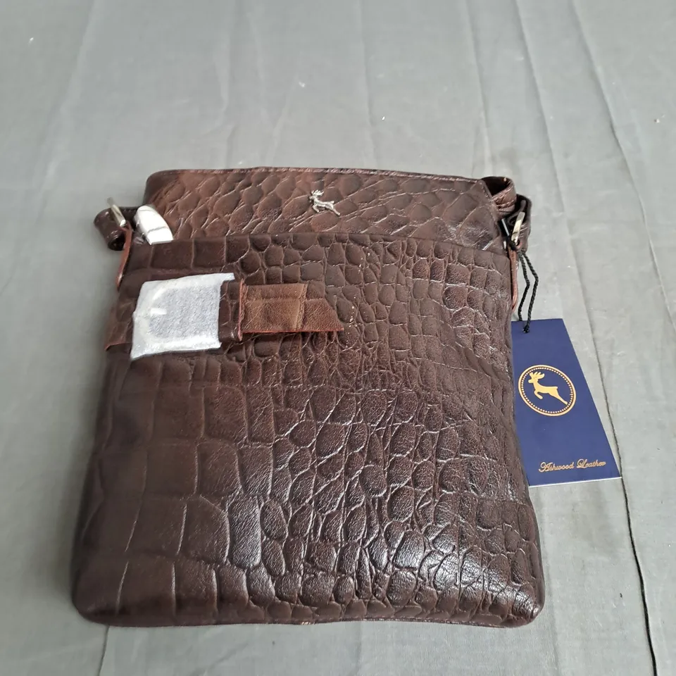 ASHWOOD MEDIUM JOANI BUCKLE LEATHER CROC CROSSBODY BAG