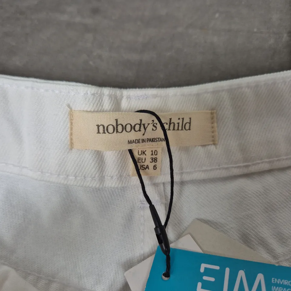 NOBODY'S CHILD WHITE SWEETPEA DENIM SHORTS – UK 10