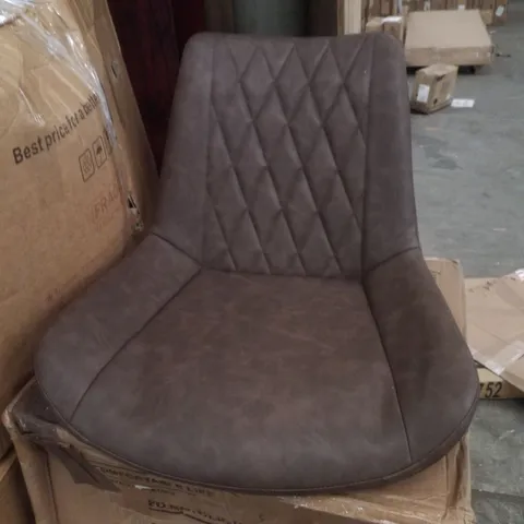 BOXED SET OF 2 BROWN FAUX LEATHER DINING CHAIRS 