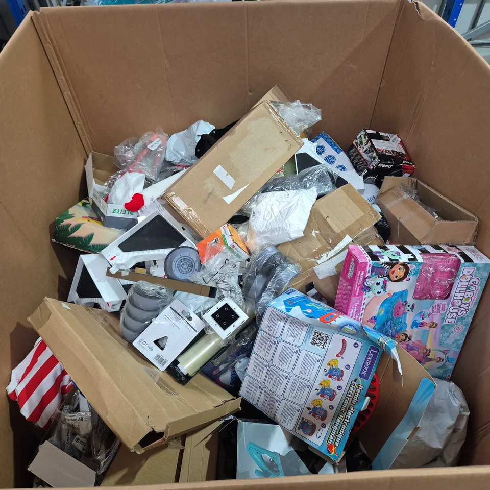 PALLET OF ASSORTED HOUSEHOLD ITEMS TOO INCLUDE TOYS AND GAMES , LIGHT SWITCHES , WATER FILTERS , ETC 