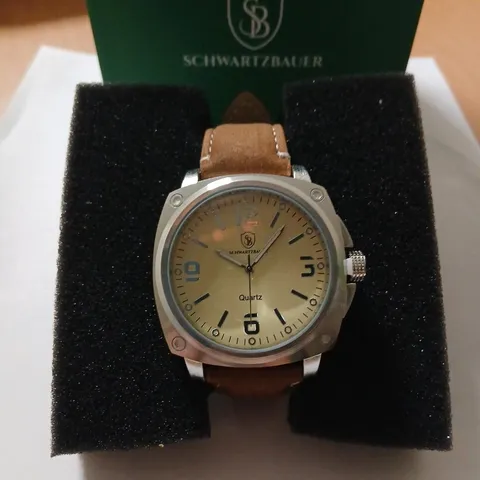 Schwartzbauer Quartz Watch – Cream dial, brown strap