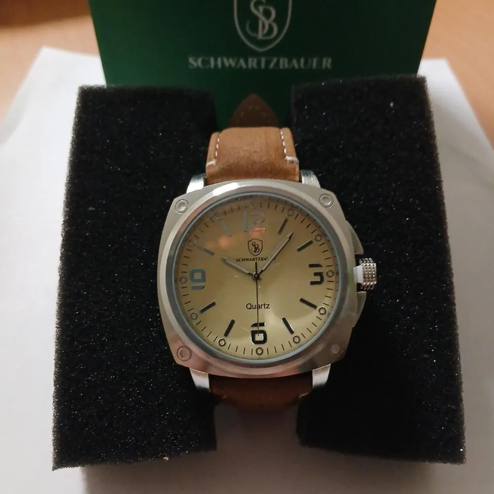 Schwartzbauer Quartz Watch – Cream dial, brown strap