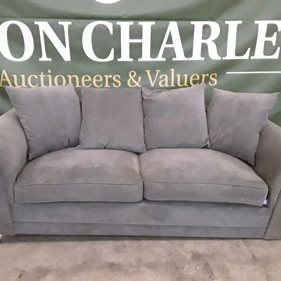 QUALITY DESIGNER 3 SEATER SOFA - GREY FABRIC 