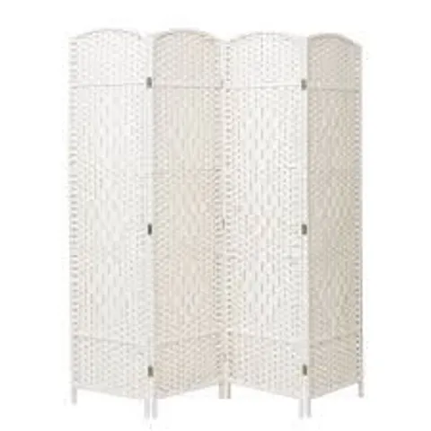 BOXED LIVING AND HOME 4 PANEL WHITE WOVEN FABRIC FOLDING INDOOR PRIVACY SCREEN