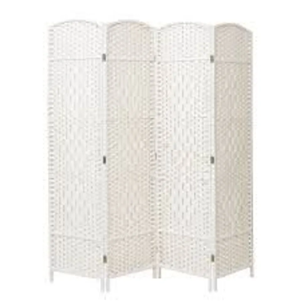 BOXED LIVING AND HOME 4 PANEL WHITE WOVEN FABRIC FOLDING INDOOR PRIVACY SCREEN