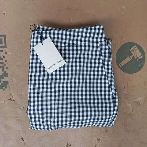 NOBODY'S CHILD GINGHAM CIGARETTE TROUSERS IN NAVY/WHITE SIZE UK 12