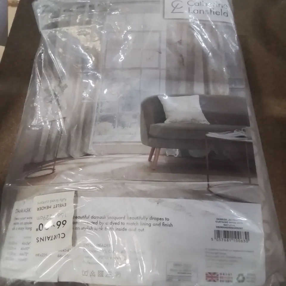 CATHRINE LANSFIELD DAMASK JACQUARD CURTAINS TWO PANEL 66X90INCH