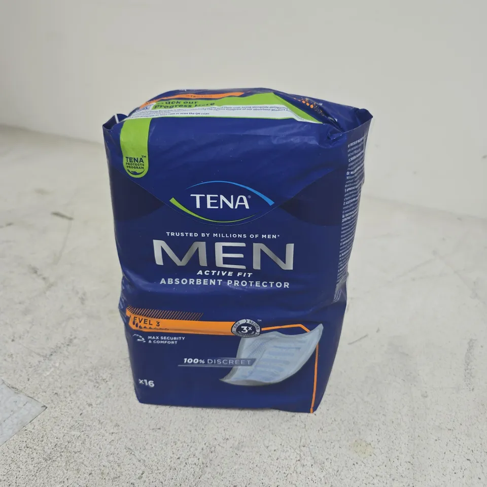 BOX OF APPROXIMATELY 10 ASSORTED HOUSEHOLD ITEMS INCLUDING TENA MEN AND WOODEN CLIP BOARD