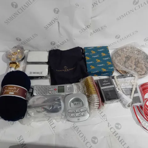 APPROXIMATELY 10 ASSORTED HOUSEHOLD GOODS TO INCLUDE HANDFAN, FLEXIBLE STRIP LIGHTS, AND ARAN YARN ETC.
