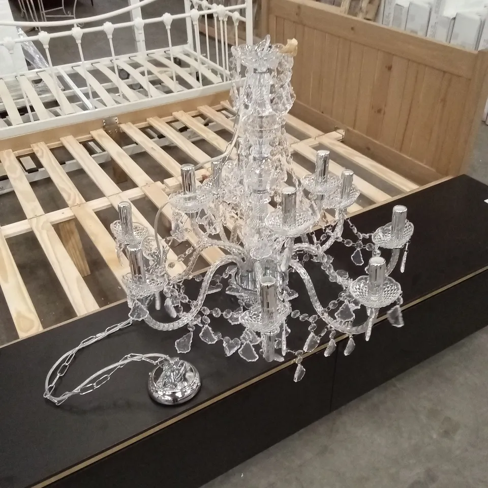 ATTICUS CANDLE STYLE CHANDELIER FIXTURE, CLEAR ACRYLIC 12-LIGHT