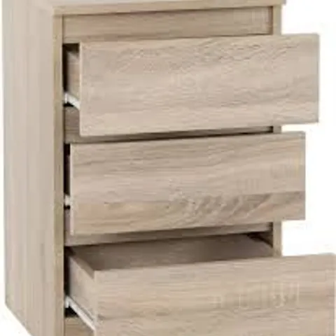 BOXED MALVERN 3 DRAWER BEDSIDE - WALNUT EFFECT VENEER (1 BOX)