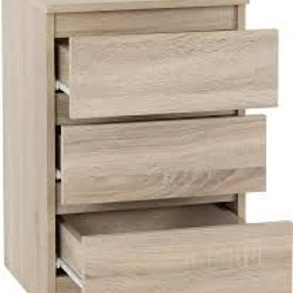 BOXED MALVERN 3 DRAWER BEDSIDE - WALNUT EFFECT VENEER (1 BOX)