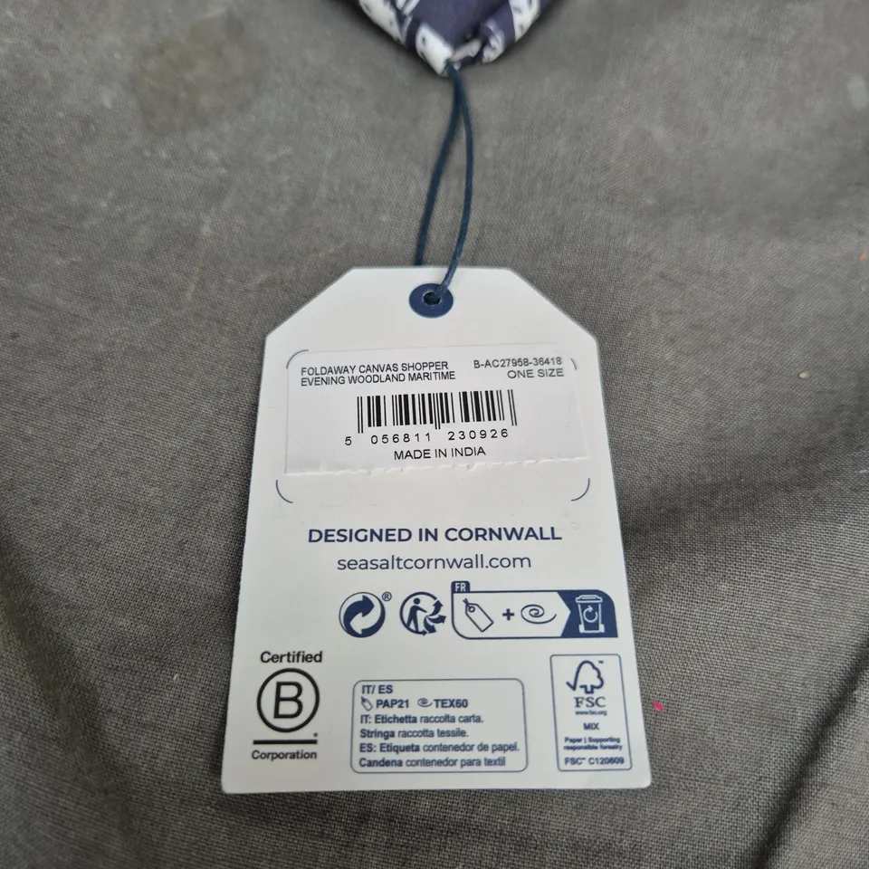 SEASALT CORNWALL FOLDAWAY CANVAS SHOPPER – EVENING WOODLAND MARITIME (ONE SIZE)