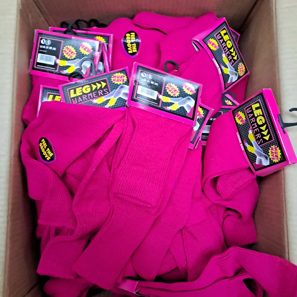 BOX OF APPROX 50 ASSORTED PINK LEG WARMERS - SIZES VARY 