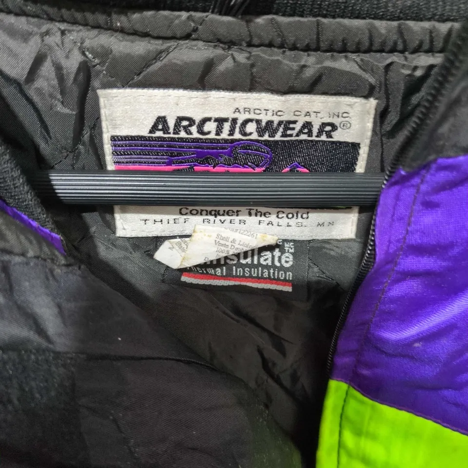 ARCTIC CAT ARCTICWEAR SNOWMOBILE JACKET – PURPLE & NEON GREEN, ZIP-OUT LINER, SIZE M