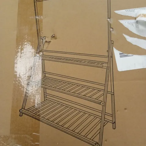 BOXED NEO 3 TIER FOLDABLE BAMBOO PLANT STAND WITH HANGING HOOK