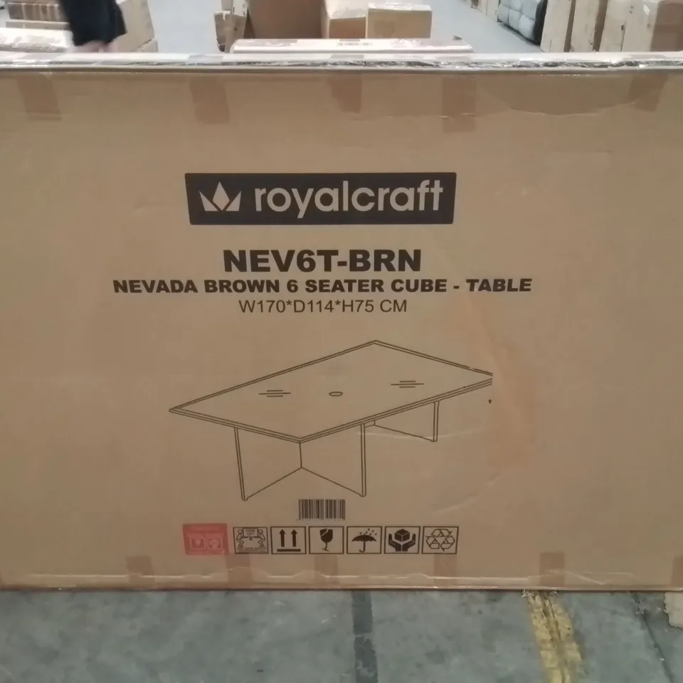 BOXED ROYALCRAFT NEVADA BROWN 6 SEATER CUBE - TABLE 