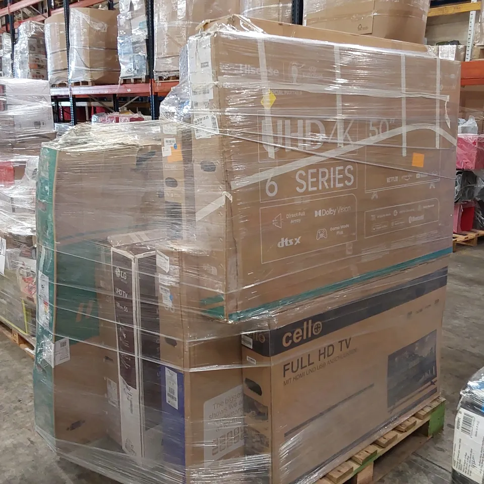 PALLET OF APPROXIMATELY 11 UNPROCESSED RAW RETURN TELEVISIONS TO INCLUDE;