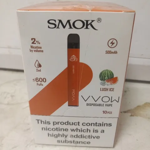 BOXED AND SEALED SMOK VVOW DISPOSABLE VAPE 10 PACK LUSH ICE